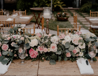 Photo from event. Flowers arranged on a table